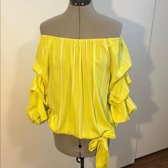 Vince Camuto Tops - Vince Camuto Lemon Off-Shoulder Blouse with Tie